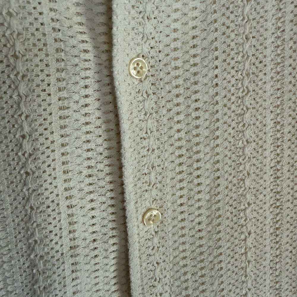 Zara‎ Beige Short Sleeve Button-Up Knit Shirt - Picture 3 of 3